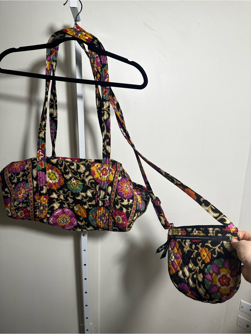 Vera Bradley Night and Day RETIRED Floral Small Duffel & Crossbody Bag Set
